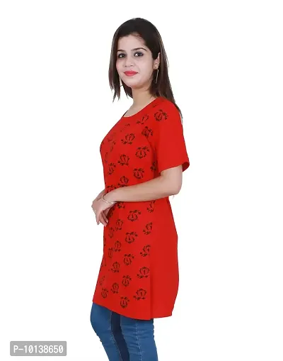 BG Women Long T-Shirt (Red,Phool)-thumb4