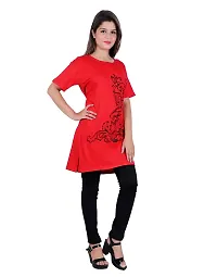 BG Women Long T-Shirt (Phool-Patti,Red)-thumb1