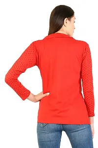 BG ONLINE Women/Girl's Cotton Casual Shrugs with Pocket & Full Sleeves (Red)-thumb3