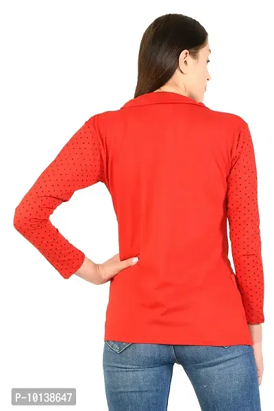 BG ONLINE Women/Girl's Cotton Casual Shrugs with Pocket & Full Sleeves (Red)-thumb4