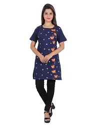 Women's Long T-Shirt (Btrfly,Navy Blue)-thumb2