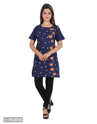 Women's Long T-Shirt (Btrfly,Navy Blue)-thumb3