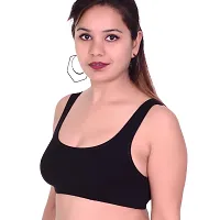 GLOWBODY Women's Cotton Non Padded Wire Free Sports Bra (Pack of 2) (54, Black)-thumb1