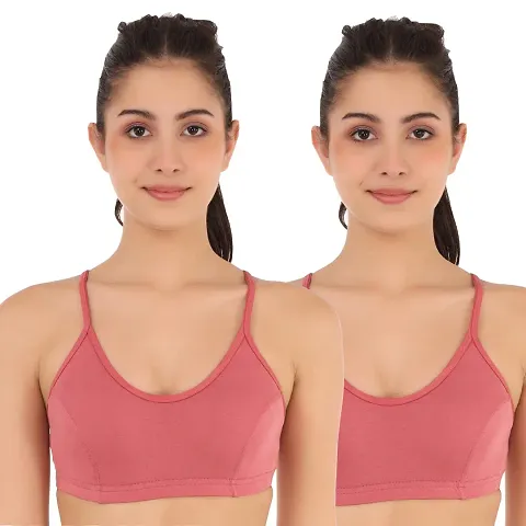 GLOWBODY Women's Lycra Cotton Non Padded Wire Free Sara Mirza Sports Bra (Pack of 2)