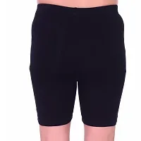 Long Shorts Inner WEAR for Girls  Women Soft Cloth Full COMFORTTABL Cycling Shorty EPACK-2 (M, Long Shorts Women Plain Black-2)-thumb1