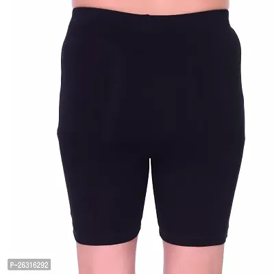 Long Shorts Inner WEAR for Girls  Women Soft Cloth Full COMFORTTABL Cycling Shorty EPACK-2 (M, Long Shorts Women Plain Black-2)-thumb2