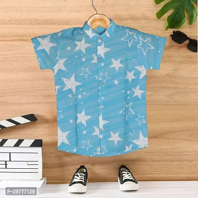 Beautiful Blue Cotton Shirt For Baby Boys-thumb0