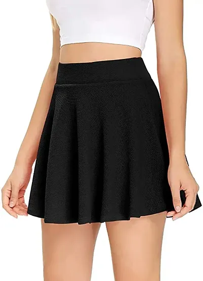 Elegant Stretch Waist Flared Mini Skater Short Skirt For Women