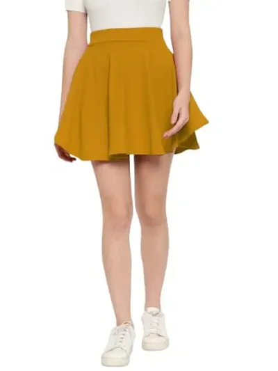 Elegant Stretch Waist Flared Mini Skater Short Skirt For Women