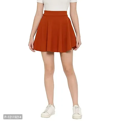 Elegant Polyester Stretch Waist Flared Mini Skater Short Skirt For Women-thumb0