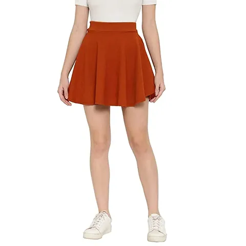 Elegant Stretch Waist Flared Mini Skater Short Skirt For Women