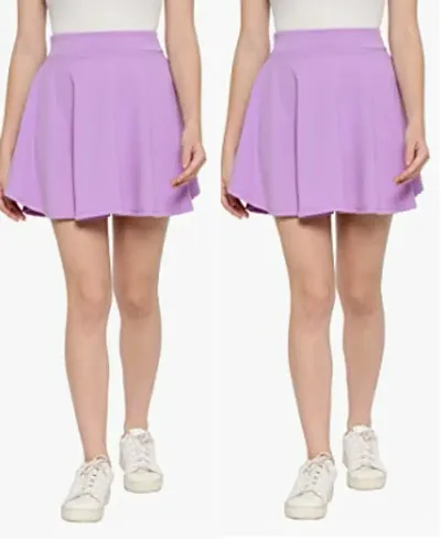 Elegant Stretch Waist Flared Mini Skater Short Skirt For Women- 2 Pieces