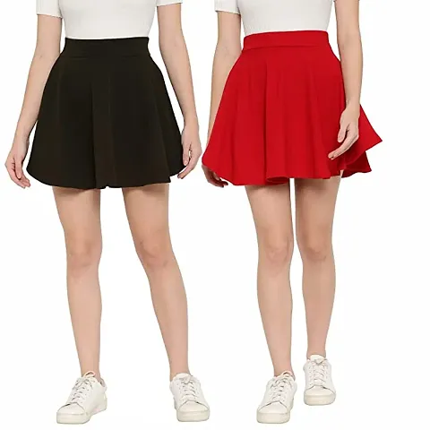 Solid Skater Mini Skirt Combo of 2