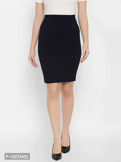 Lovclick Fashion Women High Waist Versatile Straight Knee Length Pencil Skirt_NavyBlue-thumb0