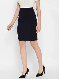 Lovclick Fashion Women High Waist Versatile Straight Knee Length Pencil Skirt_NavyBlue-thumb2