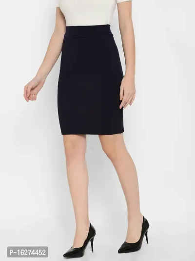 Lovclick Fashion Women High Waist Versatile Straight Knee Length Pencil Skirt_NavyBlue-thumb3