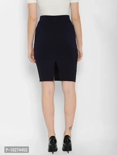 Lovclick Fashion Women High Waist Versatile Straight Knee Length Pencil Skirt_NavyBlue-thumb4