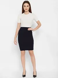 Lovclick Fashion Women High Waist Versatile Straight Knee Length Pencil Skirt_NavyBlue-thumb4