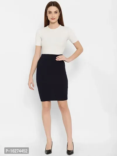 Lovclick Fashion Women High Waist Versatile Straight Knee Length Pencil Skirt_NavyBlue-thumb5