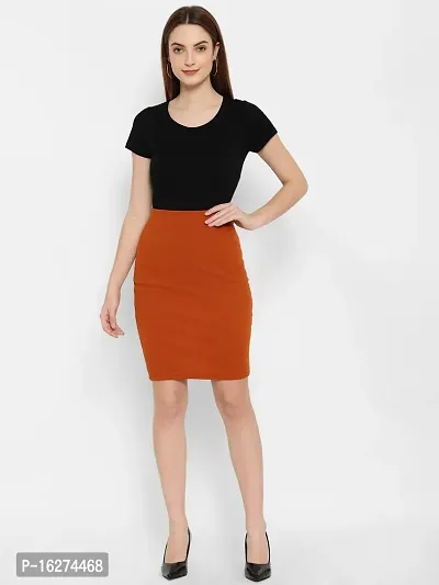 Lovclick Fashion Women High Waist Versatile Straight Knee Length Pencil Skirt_DarkMustard-thumb5