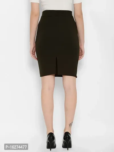Lovclick Fashion Women High Waist Versatile Straight Knee Length Pencil Skirt_DarkGreen-thumb3