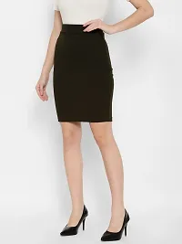 Lovclick Fashion Women High Waist Versatile Straight Knee Length Pencil Skirt_DarkGreen-thumb4