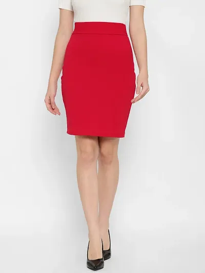 Fashionable Polyester Solid Pencil Skirts For Women