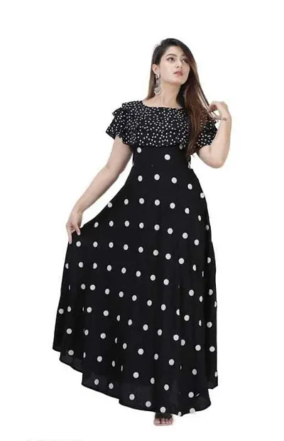 Rayon Polka Dot Printed Anarkali Kurtis