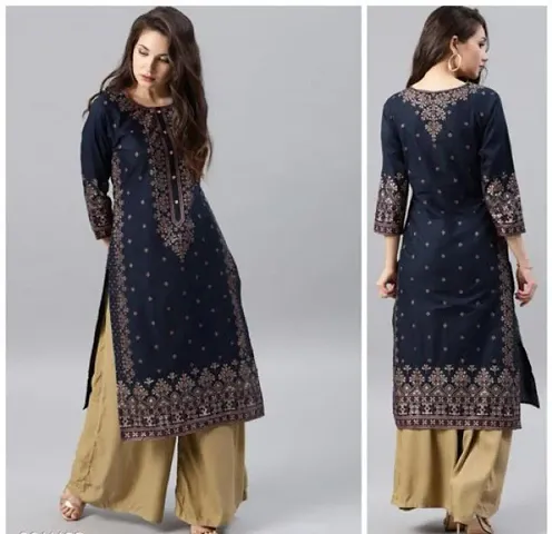 Stylish Rayon Printed Kurta Bottom Set