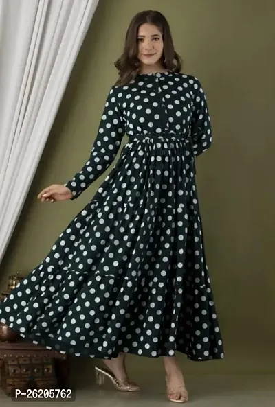 Rayon Polka Dot Printed Anarkali Kurti-thumb0