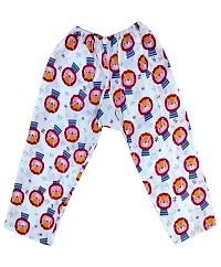 Kids Girls Regular Cotton Printed Full Sleeves Shirt And Pajamas Night Suits (CARTOON LION RED BLUE MIX) Girls Night Dress Pack Of 1-thumb1