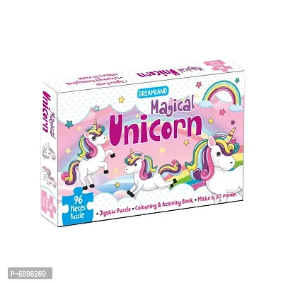 Magical Unicorn Jigsaw Puzzle for Kids ndash; 96 Pcs | With Colouring  Activity Book and 3D Model