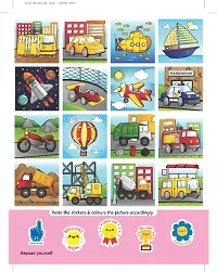 Vehicles- Its Colour time with Stickers : Drawing, Painting  Colouring Children Book-thumb2