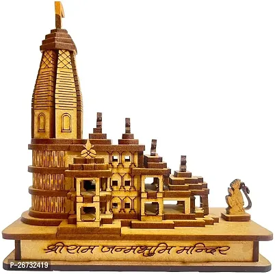 DHEER Shree Ram Mandir Ayodhya Model, Exclusive 3D Wooden Janmabhoomi Temple Decorative Showpiece  -  16 cm (Wood, Brown)-thumb0