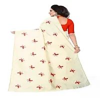 Effigy onlinehub Women's Cotton Silk Block print Weave Saree with Blouse Piece,red ofwhite-thumb1