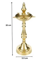 Denique Traditional Kerala Brass Oil/Ghee Diya, Deepak, Lamp | Designer Long Diyas for Home, Pooja Room, Pancharti | Panchmukhi Pital Diya for Puja, Decoration, Aarti, Diwali (Pack of  2-thumb1