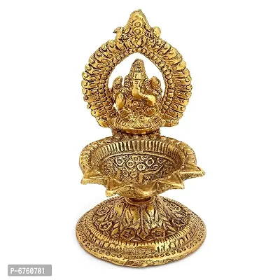 Denique Ganesha Diya Oil Lamp - Hand Craved Diya for Puja Diwali Home Temple Articles Decoration Gifts