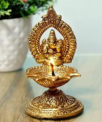 Denique Ganesha Diya Oil Lamp - Hand Craved Diya for Puja Diwali Home Temple Articles Decoration Gifts-thumb1