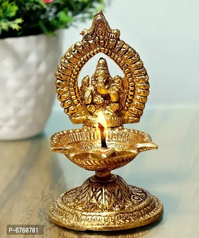 Denique Ganesha Diya Oil Lamp - Hand Craved Diya for Puja Diwali Home Temple Articles Decoration Gifts-thumb2