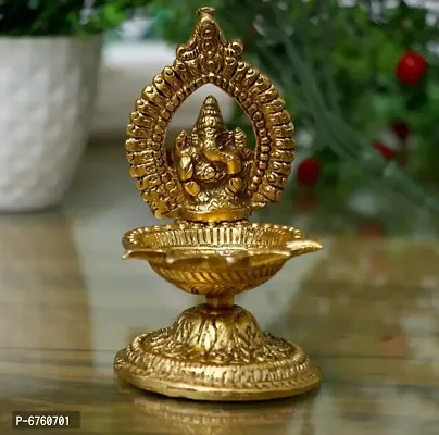 Denique Ganesha Diya Oil Lamp - Hand Craved Diya for Puja Diwali Home Temple Articles Decoration Gifts-thumb3