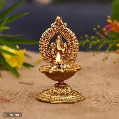 Denique Ganesha Diya Oil Lamp - Hand Craved Diya for Puja Diwali Home Temple Articles Decoration Gifts-thumb4