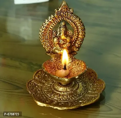 Denique Ganesha Diya Oil Lamp - Diya for Puja Diwali Home Temple Articles Decorati
