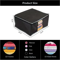 Unicrafts Saree Cover Non Woven Sari Storage Bags with a Large Transparent Window for Clothes Wardrobe Organizer Extra Large Saree Organizer Combo Pack of 4 Pc Black-thumb2