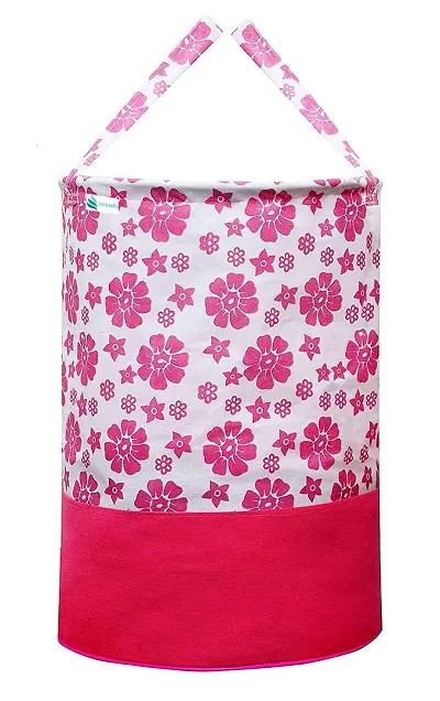 Unicrafts Laundry Bag 45 L Durable and Collapsible Laundry storage Bag with Side Handles Clothes & Toys Storage Foldable Flower Print Laundry Basket Pack of 1 Pc Flower Print Blue