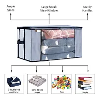 Unicrafts Underbed Rectangular Storage Bag Storage Organizer Blanket Storage Bag for Wardrobe Organizer Blanket Cover with a large Transparent Window and Side Handles Pack of 6 (Grey, Standard)-thumb3