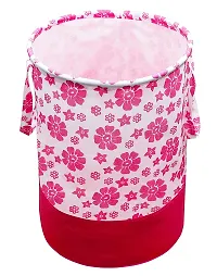 Unicrafts Laundry Bag 45 L Durable and Collapsible Laundry storage Bag with Side Handles Clothes  Toys Storage Foldable Flower Print Laundry Basket Pack of 1 Pc Flower Print Blue (Pink)-thumb1