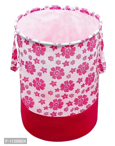 Unicrafts Laundry Bag 45 L Durable and Collapsible Laundry storage Bag with Side Handles Clothes  Toys Storage Foldable Flower Print Laundry Basket Pack of 1 Pc Flower Print Blue (Pink)-thumb2