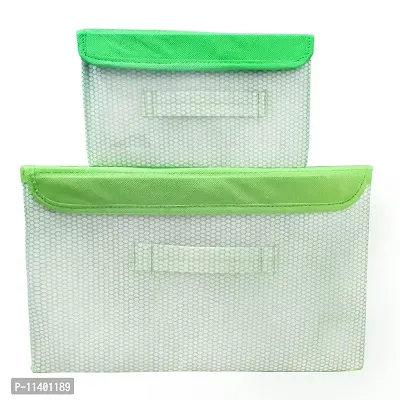 Unicrafts Foldable Storage Box With Lid Storage Box for Wardrobe Clothes, Toy Storage, Non woven Storage Box 1 Pc Small And 1 Pc Large Size Pack of 2 Green-thumb0