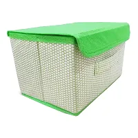 Unicrafts Foldable Storage Box With Lid Storage Box for Wardrobe Clothes, Toy Storage, Non woven Storage Box 1 Pc Small And 1 Pc Large Size Pack of 2 Green-thumb4