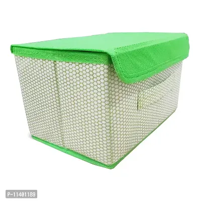 Unicrafts Foldable Storage Box With Lid Storage Box for Wardrobe Clothes, Toy Storage, Non woven Storage Box 1 Pc Small And 1 Pc Large Size Pack of 2 Green-thumb5